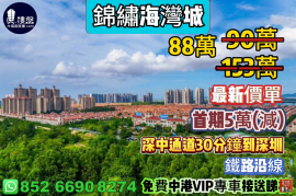 中山锦绣海湾城，首期5万(减)，现楼发售，香港银行按揭，最新价单