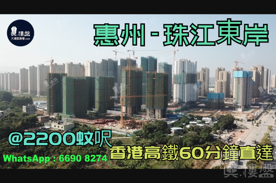 珠江东岸_惠州|首期3万(减)|@2200蚊呎|香港高铁60分钟直达|香港银行按揭(实景航拍)